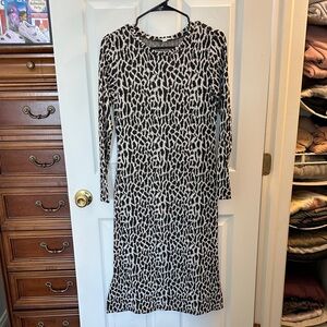LOFT Cheetah Sweater Long Sleeve Dress